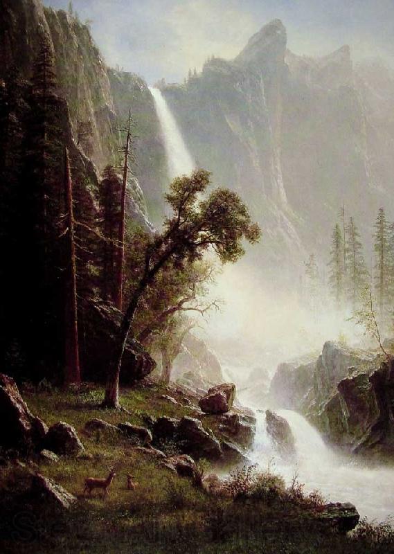 Albert Bierstadt Bridal Veil Falls, Yosemite Norge oil painting art
